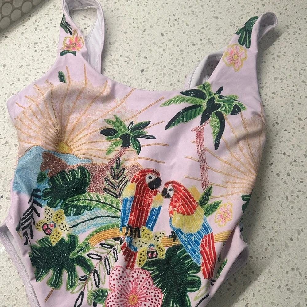 Maya swimsuit Pink Tropical Parrot One-Piece Swimsuit - Picture 6 of 9